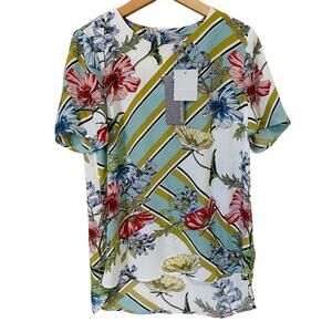Daniel Rainn Floral Abstract Short Sleeve Blouse NEW